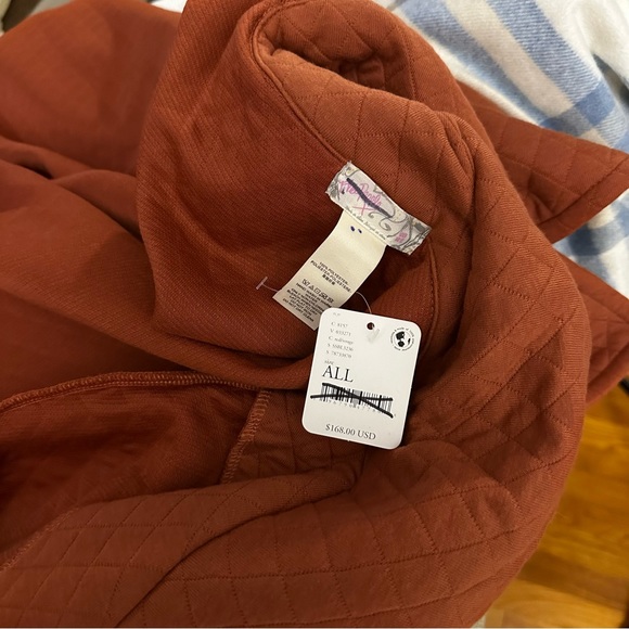 Free People Off Duty Quilted Poncho Orange - Picture 5 of 7